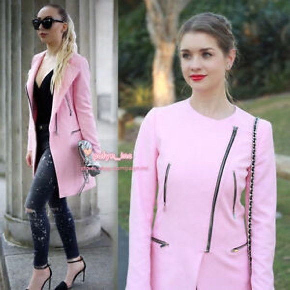 Zara Jackets & Blazers - Zara Round Neck Coat with zips in pink